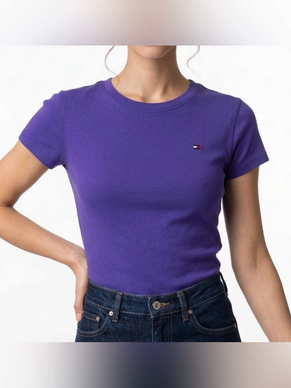 Tommy Hilfiger Purple Crewneck Short-Sleeve Tee SZ L
